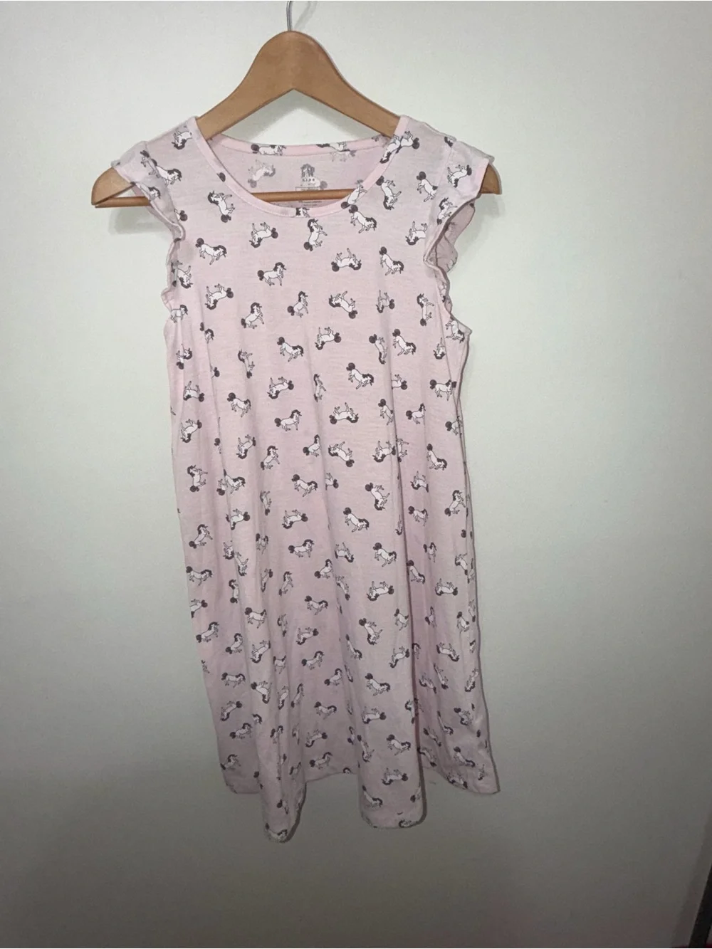 GAP pink unicorn print ruffle sleeve nightgown